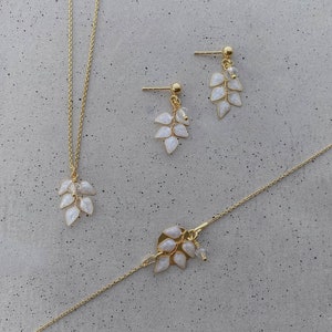 Conjunto de joyería nupcial, conjunto de joyas Lana NUEVO con hojas imagen 1