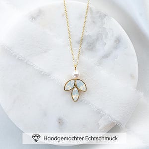 Brautkette mit Kristallen und Perle, Halskette Hochzeit, 925er Silber Schmuck, Brautschmuck, Halskette mit Kristallen | Kate