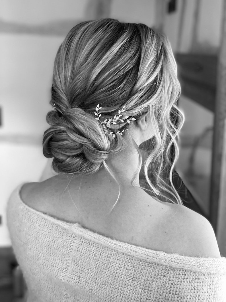 Bijoux de mariée, bijoux de cheveux de mariée, bijoux de cheveux Lana, épingles à cheveux, bijoux de cheveux avec feuilles image 3