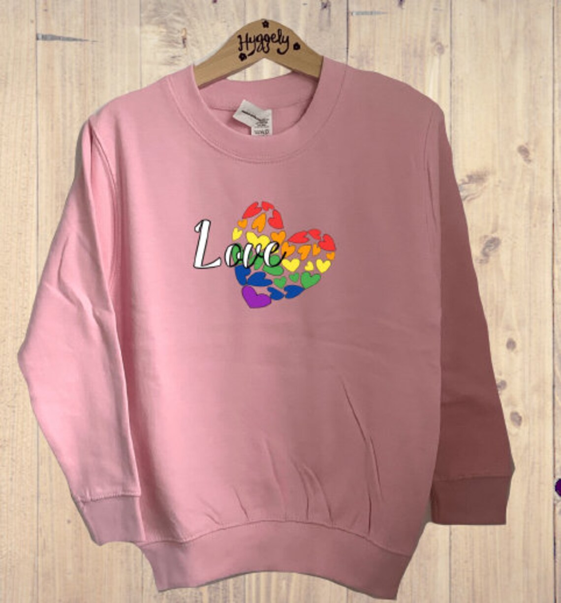 LOVE HEART jumper. Rainbow heart. Teen clothing. Ladies jumper Etsy