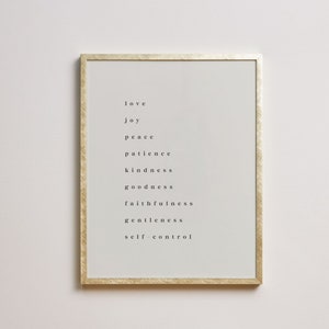 Fruit of the Spirit Print | Digital Instant Download Neutral Print | Minimal Wall Art Print | Office Art | Dining Room Art | Scripture Print