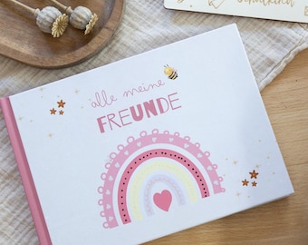 Freundebuch Regenbogen Grundschule Kindergarten Geschenk zur Einschulung Mädchen Junge A5 Format Quer