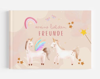 Freundebuch Einhorn für Kinder Kindergarten Geschenk zur Einschulung Mädchen Junge Freundschaftsalbum  Mädchen für Kindergarten und Schule