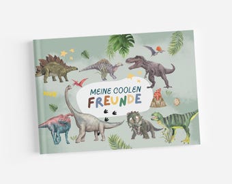 Freundebuch Dinos für Kinder Junge | Freundschaftsalbum Kindergarten und Schule  als Geschenk Einschulung oder Schulanfang