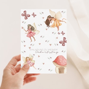 Einladungskarte Kindergeburtstag Geburtstagseinladung Fee Boho Set , Prinzessin Alles Gute, Glückwunschkarte Kind mit Umschlag