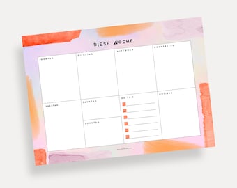 Wochenplan Büro Planer in A4 mit To Do Liste Geschenk für Freundin Weihnachtsgeschenk