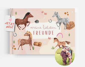 Freundebuch für Kinder Pferde Mädchen Kindergarten und Grundschule Geschenk zur Einschulung Geschenk für Schule oder Kindergarten  A5