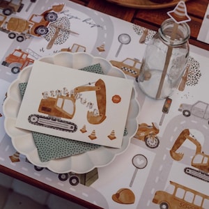 Juego de cubiertos excavadora cumpleaños niño niña decoración de obra decoración de mesa excavadora cumpleaños decoración de cumpleaños imagen 1