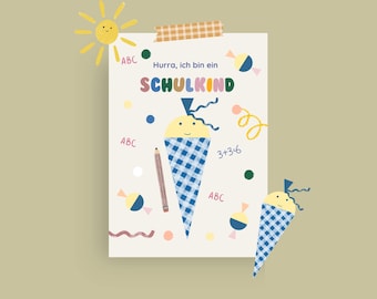 Karte zum Schulanfang mit Schultüte Karte zur Einschulung Mädchen Junge