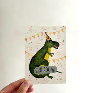 Dinosaurier Einladungskarten Set zum Kindergeburtstag, Einladung für Jungs mit Mottoparty | Einladungskarte A6