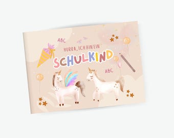 Einschulungsalbum Schulkind Einhorn und Fee Ein Erinnerungsalbum Album zum Schulstart  | Geschenk zur Einschulung | Erinnerungsheft Mädchen