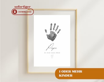 Regalo del Día del Padre / Póster para papá con huella de mano / Regalo imprimible de último minuto / Descarga digital minimalista