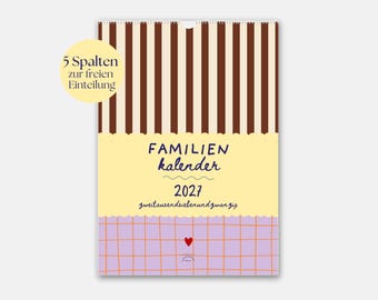 Familienkalender 2027 Familenplaner 5 Spalten 2027 A3 Wandkalender mit Streifen für die ganze Familie
