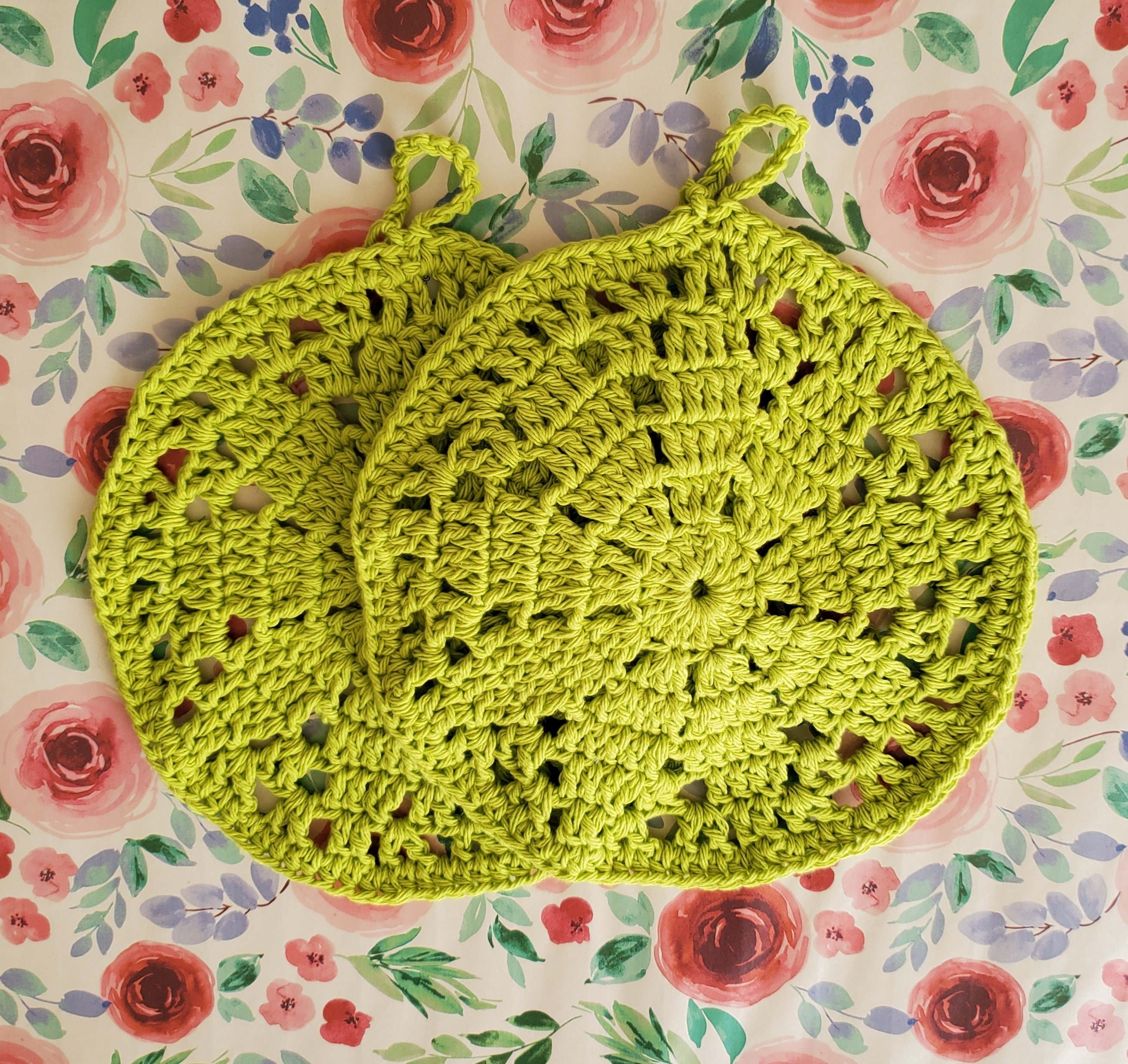 Round Flower Potholder Crochet PATTERN Ecofriendly Reusable Etsy