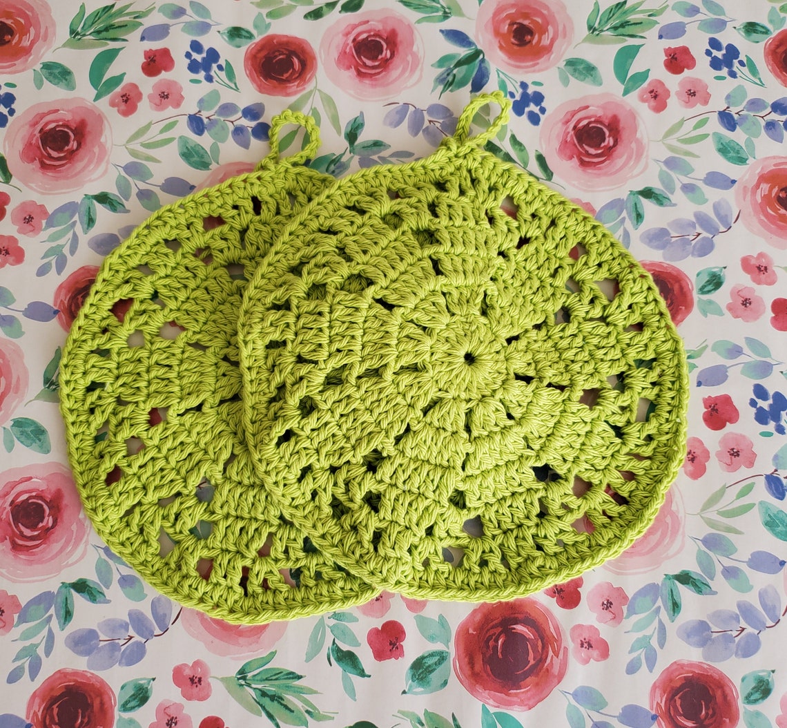 Round Flower Potholder Crochet PATTERN Ecofriendly Reusable Etsy