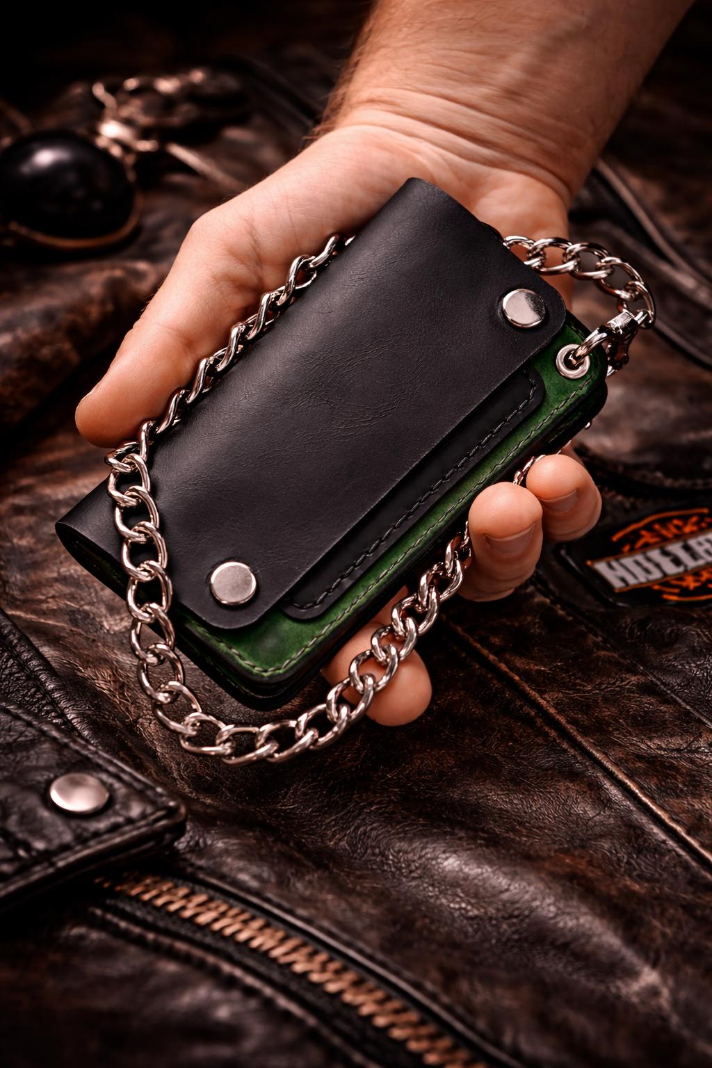 Custom Biker Wallets Trucker Chain Wallet for Men – Handmade Biker Wallet – Crazy Horse ...