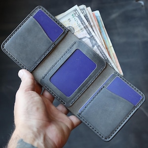 Klassische 3-Fach Leder Geldbörse - Herren Essential - Handgefertigte Details - Praktischer Bargeld Organizer - Echtes Leder