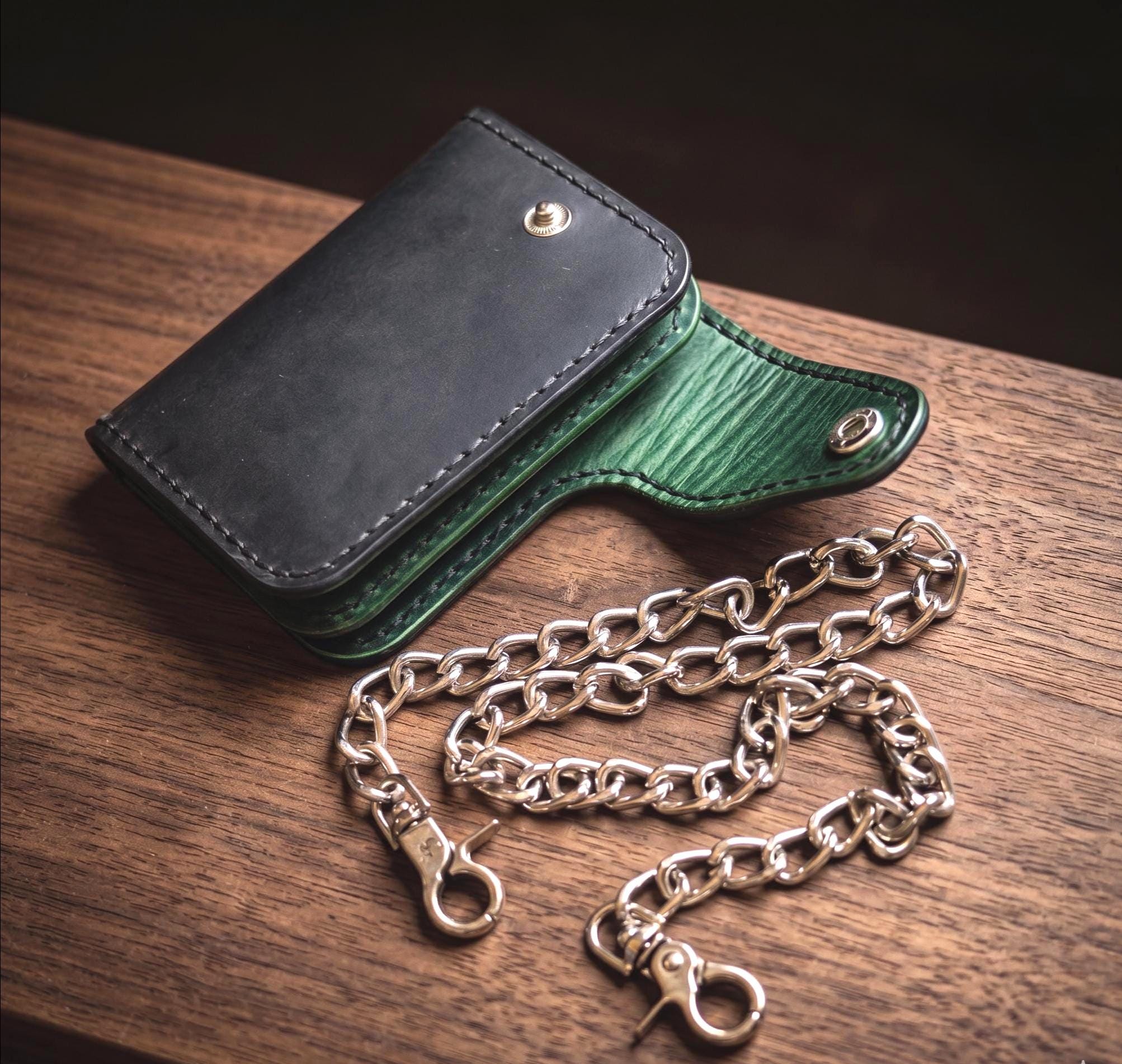 Trucker Wallet With Chain Set - Biker Style - Genuine Leather