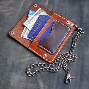Cartera de cuero italiana con cadena - Pedidos personalizados y notas de regalo - Cartera de motociclista artesanal - Regalos para él y para ella
