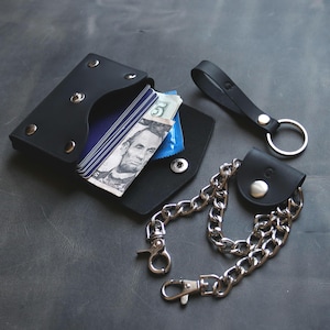 Handmade Leather Chain Wallet: Biker Style, Personalized