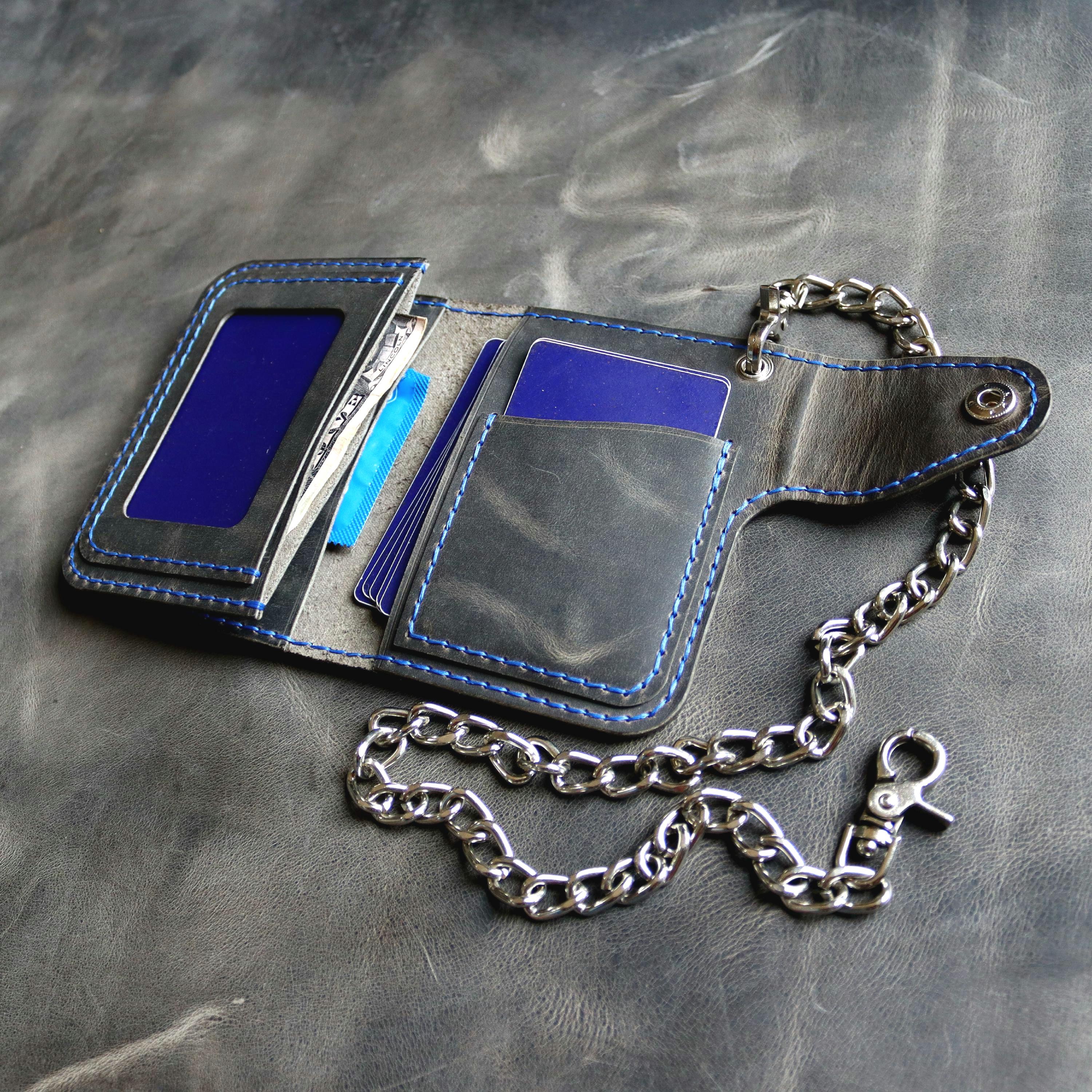 Leather biker wallet, Portafoglio Biker in cuoio italiano con catena, MARRONE ANTICATO, Porta monete, carte di credito Made in Italy - Italia Leather biker wallet, Portafoglio Biker in cuoio italiano con catena, MARRONE ANTICATO, Porta monete, carte di credito Made in Italy - Italia