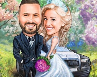Custom Wedding Caricature| Hand-Drawn Digital Caricature| Couple Portrait| Caricature From Photo| Personalized Caricature| Personalized Gift