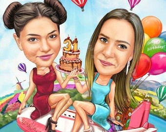 Custom Birthday Caricature| Hand-Drawn Caricature| Caricature From Photo | Personalized Caricature| Personalized Gifts| Digital Caricature|