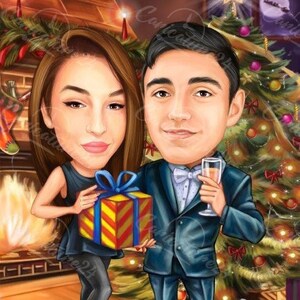 Christmas Caricature for Friends | Order Christmas Caricature