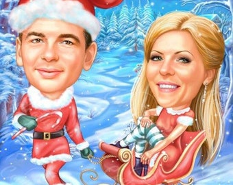 Happy New Year Caricature | Custom Happy New Year Group Party Caricatures