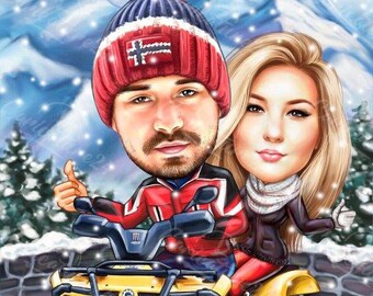 Christmas Caricature, Christmas Portrait, Caricature from Photo, Digital Portrait, Christmas Gift, Caricature Portrait, Personalized Gift