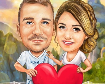 Hand-Drawn Digital Caricature| Custom Portrait| Couple Caricature| Caricature From Photo| Personalized Caricature| Personalized Gift