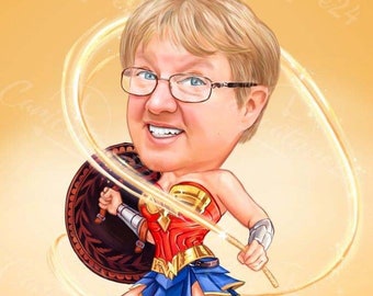 Caricatura personalizada de anciana / Caricatura personalizada de cumpleaños de una persona mayor de una foto