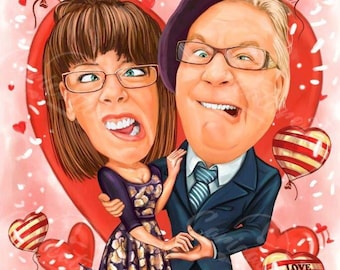 Funny Caricature Drawing| Custom Portrait| Couple Caricature| Caricature From Photo| Personalized Caricature| Personalized Gift| Hand-Drawn