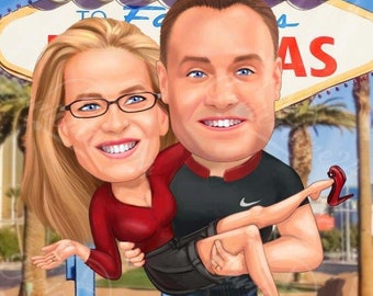 Funny Couple Caricature| Hand-Drawn Digital Caricature| Custom Portrait| Couple Caricature| Caricature From Photo| Personalized Gift