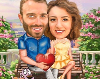 Hand-Drawn Digital Caricature| Custom Portrait| Couple Caricature| Caricature From Photo| Personalized Caricature| Personalized Gift