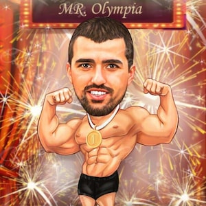 Caricature Muscle Man From A Photo | Order Custom Sportsman Caricature Portrait