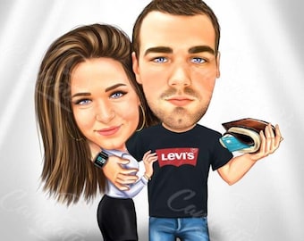 Hand-Drawn Digital Caricature| Custom Portrait| Couple Caricature| Caricature From Photo| Personalized Caricature| Personalized Gifts