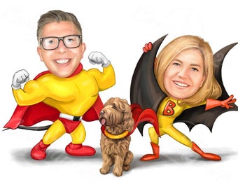 Pet caricature and Portraits from photos | Get a Custom Animal Caricature Drawings