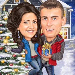 Personalized Christmas Caricature | Order Christmas Caricature