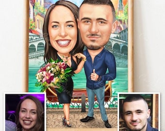 Caricatura di anniversario/ Ritratto personalizzato/ Caricatura di coppia/ Caricatura da foto/ Caricatura personalizzata/ Regalo personalizzato/ Disegno digitale