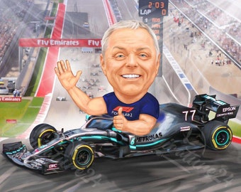Father Caricature Portrait From A Photo | Custom Caricature Of A Father In Colored Digital Style