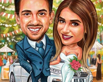 Custom Wedding Caricature| Hand-Drawn Digital Caricature| Couple Portrait| Caricature From Photo| Personalized Caricature| Personalized Gift