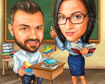 Personalized gifts for teachers, Caricature from Photo, Unusual teacher gifts, Best teacher gifts, Caricature Portrait, Personalized Gift