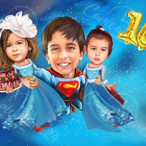 Kids Caricature for Birthday| Custom Caricature| Hand-Drawn Caricature| Caricature From Photo | Personalized Caricature| Personalized Gifts