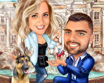 Hand-Drawn Digital Caricature| Custom Portrait| Couple Caricature| Caricature From Photo| Personalized Caricature| Personalized Gift