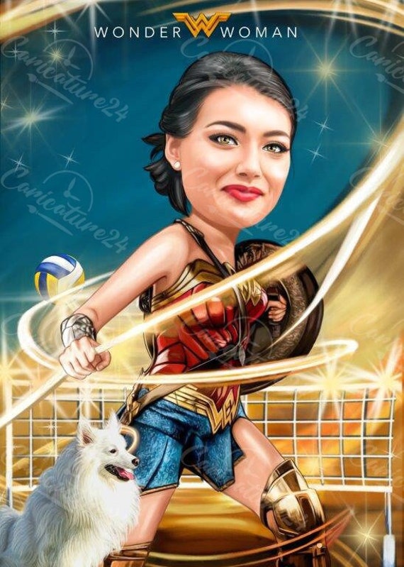 Wonder Woman Superhero Caricature