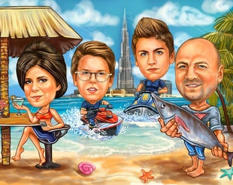Themed Caricature| Hand-Drawn Digital Caricature| Custom Portrait | Caricature From Photo| Personalized Caricature| Personalized Gift