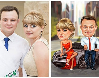 Hand-Drawn Digital Caricature| Custom Portrait| Couple Caricature| Caricature From Photo| Personalized Caricature| Personalized Gift