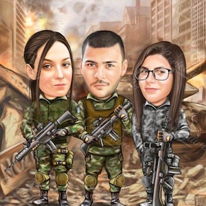 Military Caricature| Hand-Drawn Digital Caricature| Gift For Soldier| Caricature From Photo| Personalized Caricature| Personalized Gift