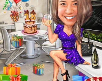 Birthday Caricature| Hand-Drawn Caricature| Caricature From Photo | Personalized Caricature| Personalized Gifts| Digital Caricature|